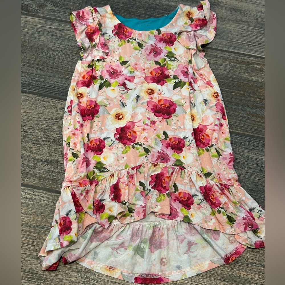 Posh Peanut Pink Floral Ruffle Hem Dress